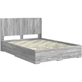 vidaXL Bedframe met opbergruimte en hoofdbord Grijs Sonoma