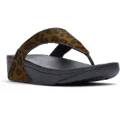 FitFlop Women Lulu Suede Leopard Toe-Post Sandals Tan/Black-Schoenmaat 43