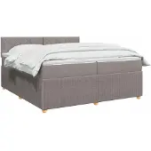 vidaXL Boxspringbed met matras, taupekleurig, 200 x 200 cm, met stoffen bekleding