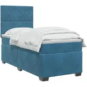 vidaXL Boxspringbed met matras Blauw 90 x 190 cm Fluweel