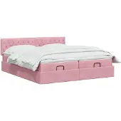 vidaXL Ottoman bed met matras met hoofdeinde 2 pcs Roze Fluweel