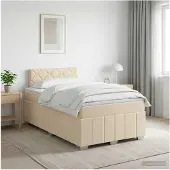 vidaXL Boxspringbed met matras Crèmekleurig 120 x 190 cm Stof