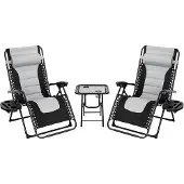 Markenlos Ligbedset - Verstelbare rugleuning, inclusief bijzettafeltje - Zwart/Grijs