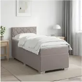 vidaXL Boxspringbed met matras en LED-verlichting, taupe kleur, 90 x 200 cm, gestoffeerd