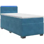 vidaXL Boxspringbed met matras en blauwe LED-verlichting, 90 x 200 cm, fluweel