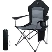 Markenlos Opvouwbare campingstoel met hoge rugleuning, zwart, draagvermogen 136 kg