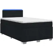 vidaXL Boxspringbed met matras en LED-verlichting, zwart, 120 x 190 cm, met stoffen bekleding