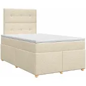vidaXL Boxspringbed met matras, crème kleur, 120 x 200 cm, gestoffeerd