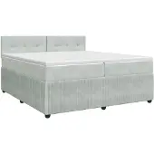 vidaXL Boxspringbed met matras, lichtgrijs, 200 x 200 cm, fluweel
