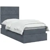 vidaXL LED-bed met opbergruimte en matras, donkergrijs, 100 x 200 cm, fluweel