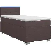 vidaXL Boxspringbed met matras en LED-verlichting, donkerbruin, 90 x 200 cm