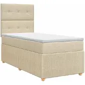 vidaXL Boxspringbed met matras Crèmekleurig 90 x 190 cm Stof