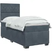 vidaXL Boxspringbed met matras Donkergrijs 90 x 190 cm Fluweel