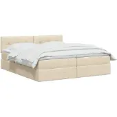 vidaXL Opbergbed met hoofdeinde 2 st Crèmekleurig Kunstleer