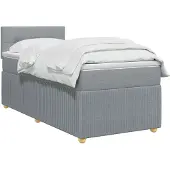 vidaXL Boxspringbed met matras en LED-verlichting, lichtgrijs, 90 x 190 cm, stof