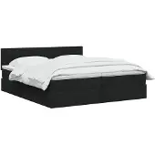 vidaXL LED-bed met opbergruimte en matras, zwart, 180 x 200 cm, met stoffen bekleding