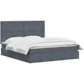 vidaXL LED-bed met opbergruimte en matras, donkergrijs, 160 x 200 cm, fluweel