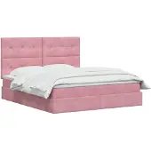 vidaXL LED-bed met matras, roze, 180 x 200 cm, fluweel