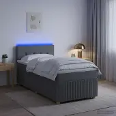 vidaXL Boxspringbed met matras, donkergrijs, 90 x 190 cm, gestoffeerd