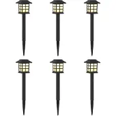 vidaXL Buitenverlichting met zonnepaneel en grondpen, 6 stuks, warm wit licht, 38,5 cm, PP