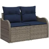 vidaXL Tuinbank Set 4 st 3-Aantal zitplaatsen Grijs en Marineblauw