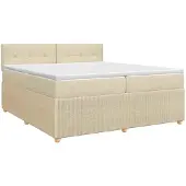 vidaXL Boxspringbed met matras, crème kleur, 200 x 200 cm, gestoffeerd