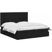 vidaXL Ottoman bed met matras met hoofdeinde 2 st Zwart Stof