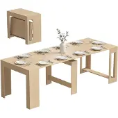 HOMCOM Extendable Dining Table-Spanplatte, Stahl-240L x 90B x 78H cm-Braun