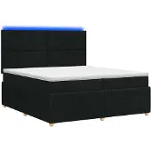 vidaXL LED boxspringbed met matras, zwart, 200 x 200 cm, gestoffeerd