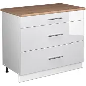 Vicco Keukenonderkast Fame-Line, Wit Hoogglans/Wit, 100 cm, WB Eik