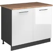 Vicco Wastafelkast Fame-Line, Wit Hoogglans/Antraciet, 100 cm, WB Eik