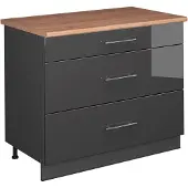 Vicco Keukenonderkast Fame-Line, Antraciet Hoogglans/Antraciet, 100 cm, WB Eik
