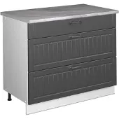 Vicco Keukenonderkast Fame-Line, Donkergrijs/Wit, 100 cm, WB Marmer