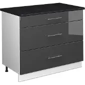 Vicco Keukenonderkast Fame-Line Antraciet Hoogglans/Wit 100 cm, WB Antraciet, Model 61982