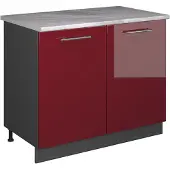 Vicco Wastafelkast Fame-Line, Bordeauxrode hoogglans/Antraciet, 100 cm, WB Marmer