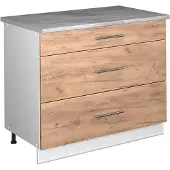 Vicco Keukenonderkast Fame-Line, Goudkleurig Eiken/Wit, 100 cm, WB Marmer