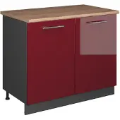 Vicco Wastafelkast Fame-Line, Bordeauxrode hoogglans/Antraciet, 100 cm, WB Eik