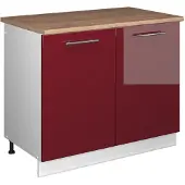 Vicco Wastafelkast Fame-Line Bordeauxrode hoogglans/Wit 100 cm, WB Eik, Model 61918