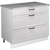 Vicco Keukenonderkast Fame-Line, Wit Landhuis/Wit, 100 cm, WB Marmer