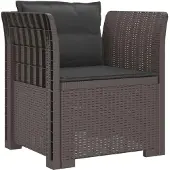 vidaXL Eén-zits Fauteuil met Kussens Rieten Look PP Lichtgrijs