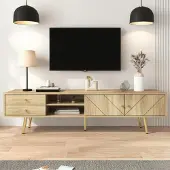 Sonstiges TV-kast 160 cm met gouden poten, natuurlijke houtlook