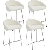 Sonstiges Barkrukken, set van 4, chenille bekleding, metalen frame, rugleuning, wit