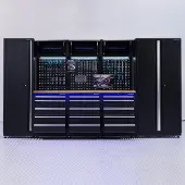 Datona Werkplaatsinrichting PREMIUM eiken met 3 ladekasten - 354 cm - Zwart
