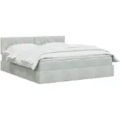 vidaXL LED-bed met opbergruimte en matras, lichtgrijs, 160 x 200 cm, fluweel