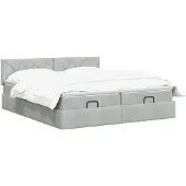 vidaXL Ottoman bed met matras met hoofdeinde 2 st Lichtgrijs Fluweel