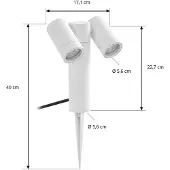 PRIOS prikspot Tulimar, 2-lamps, wit, IP65 dimbaar, wit / opaal, Aluminium, Modern