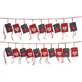 Wurm Adventskalender van textiel, 24 zakjes