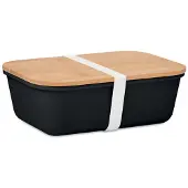 Midocean Lunchbox van PP kunststof met bamboe deksel. Zwart 1500ML