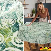 ANRO Tafelkleed Bladeren Beige Rond Ø140cm Rechte rand Afwasbaar Waterafstotend Binnen & Buiten