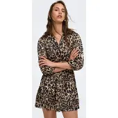 ONLY Jurk 'ONLAlena' beige / kastanjebruin / zwart